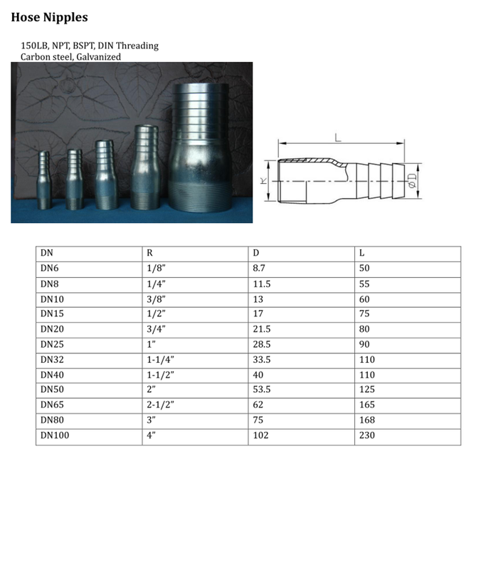 STRAIGHT BARBED HOSE TAIL PIPE FITTING STEEL BSP CONNECTOR NIPPLE